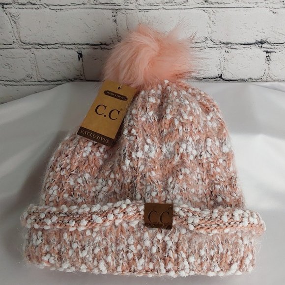 'C.C BEANIE' FLEECE~LINED POM-POM BEANIE ROSEA - Picture 15 of 16